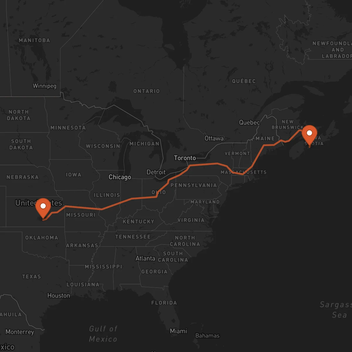 Ruta Wichita - Halifax