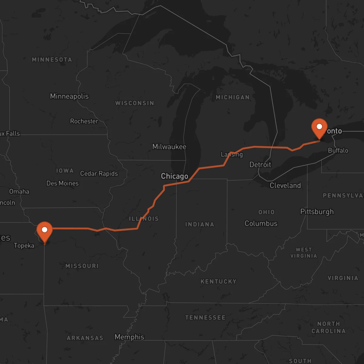 Ruta Kansas City - Hamilton