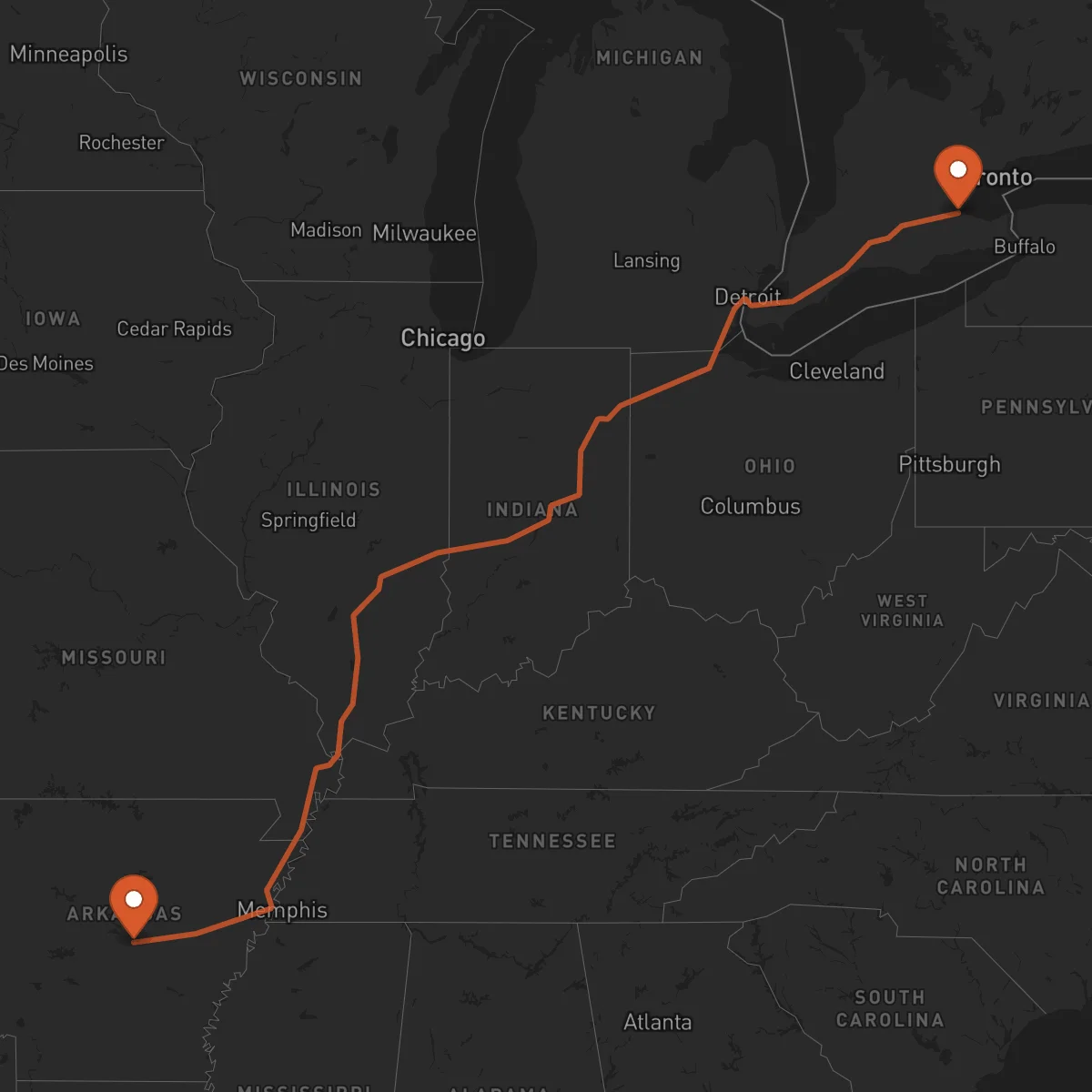Ruta Little Rock - Hamilton