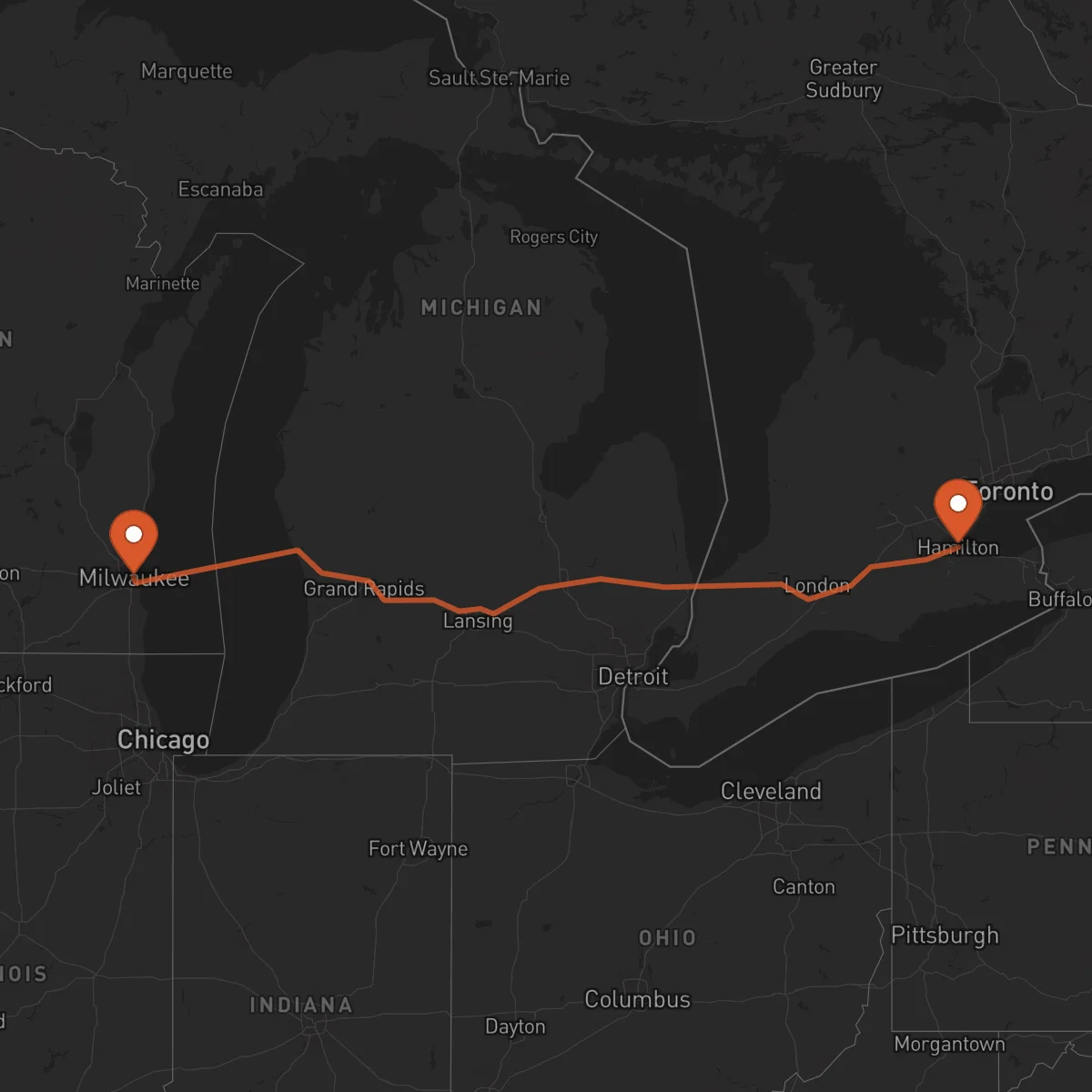 Ruta Milwaukee - Hamilton
