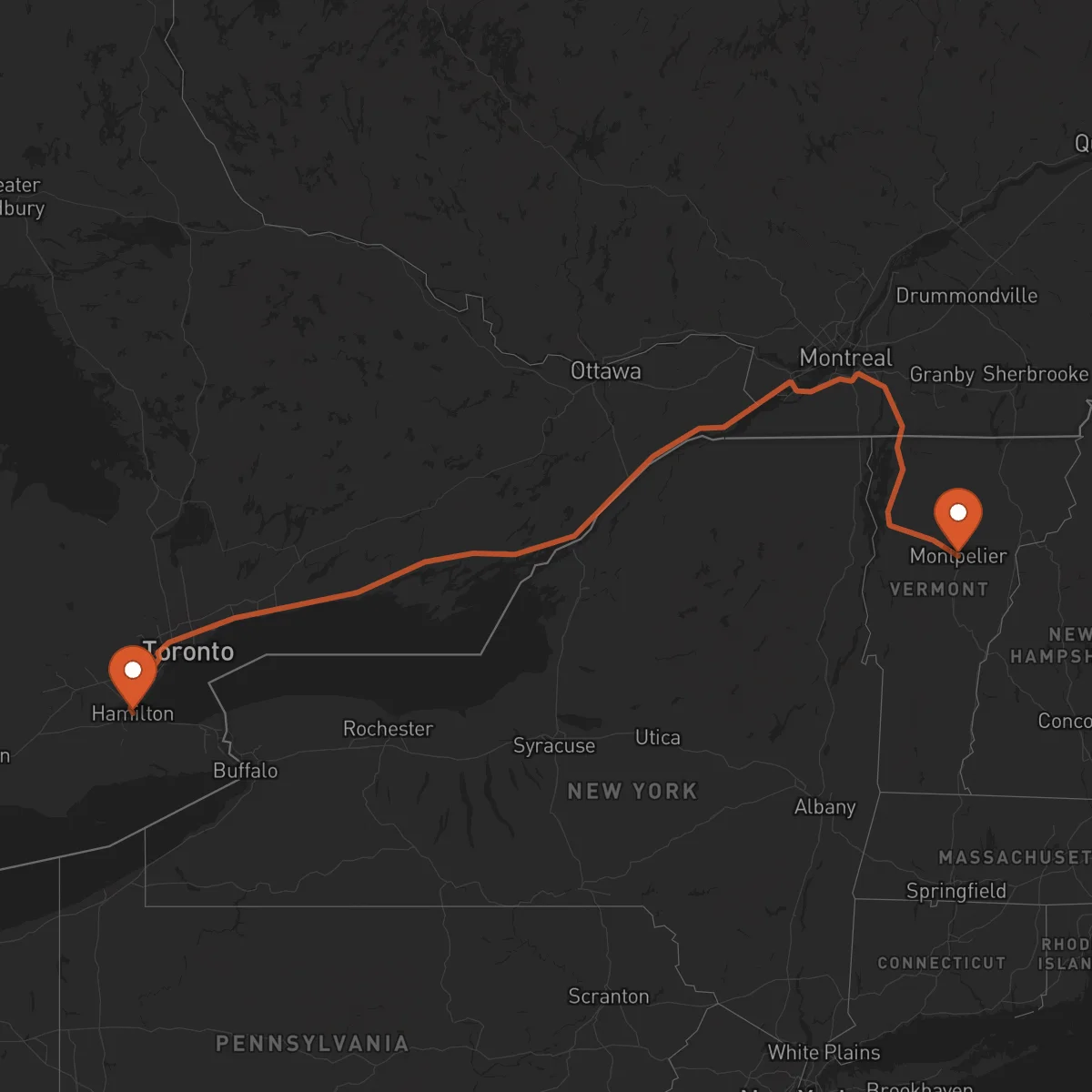 Ruta Montpelier - Hamilton
