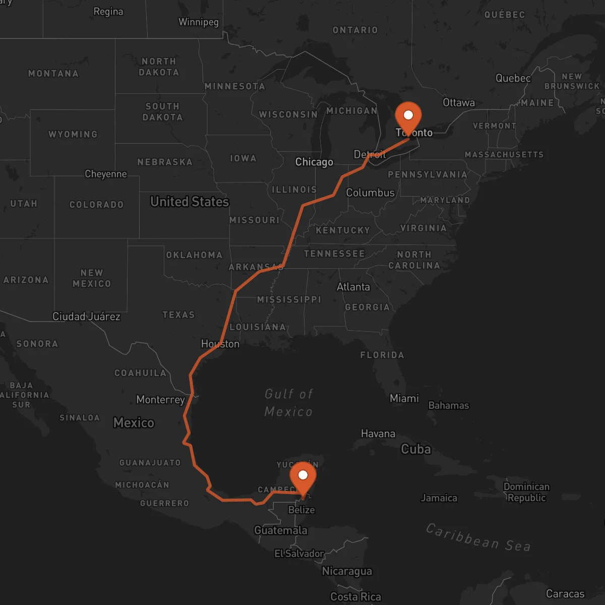 Ruta Orange Walk Town - Hamilton