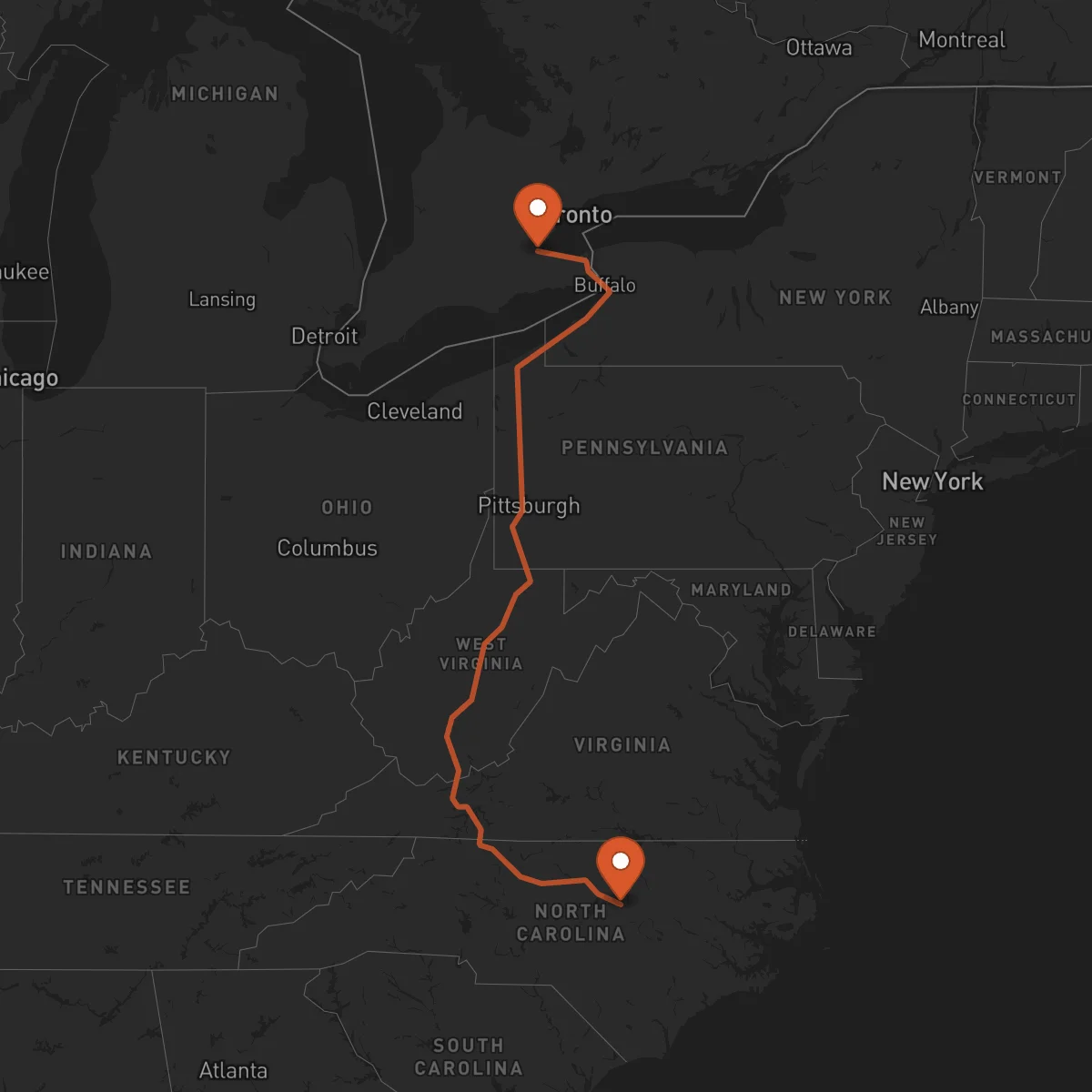 Ruta Raleigh - Hamilton