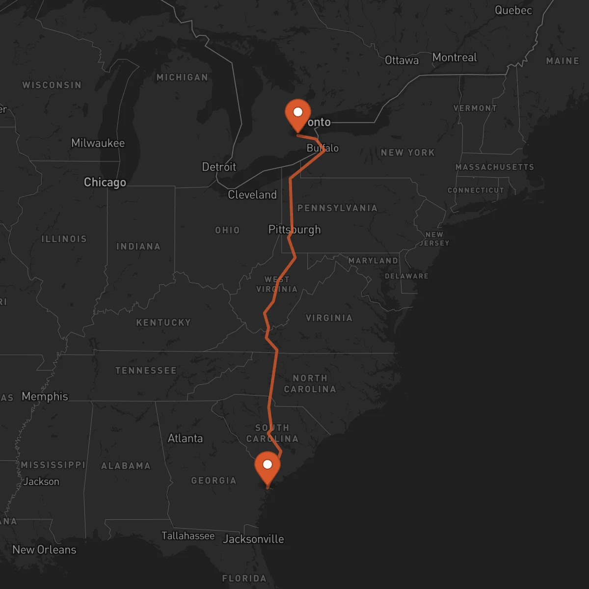 Ruta Savannah - Hamilton