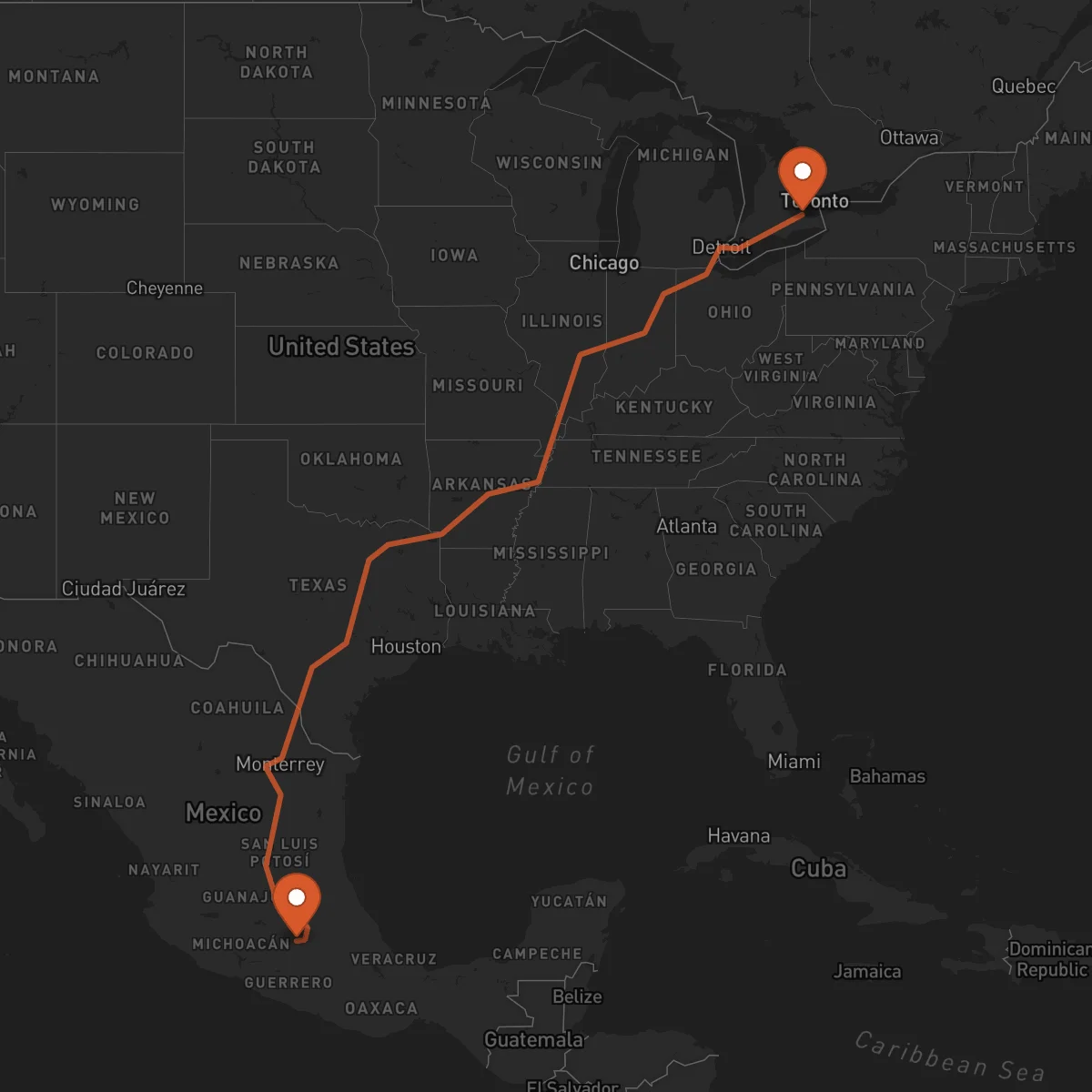 Ruta Toluca - Hamilton