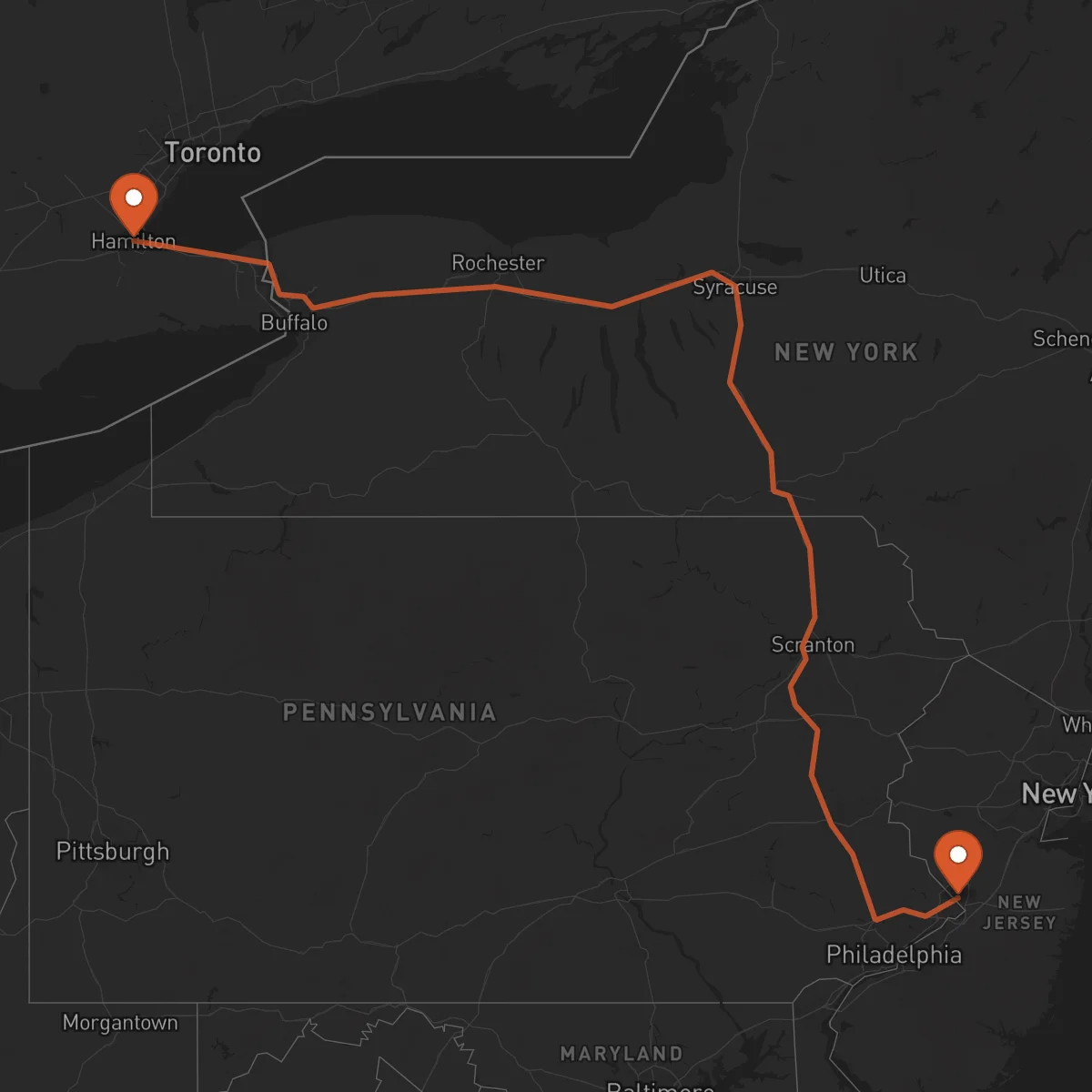 Ruta Trenton - Hamilton