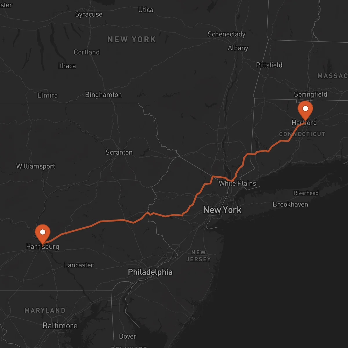 Ruta Harrisburg - Hartford