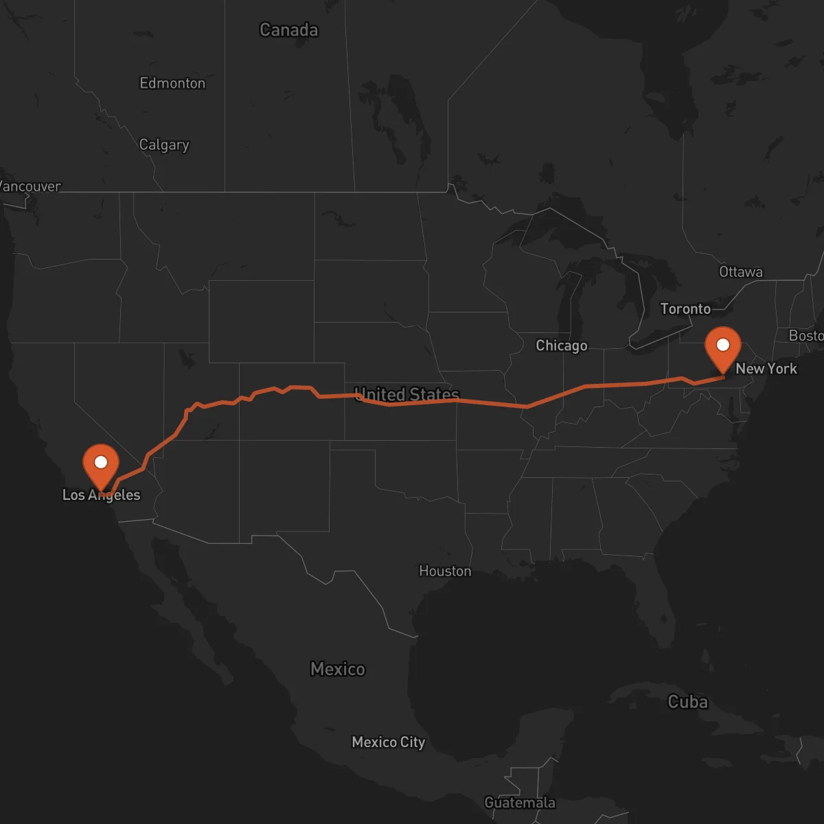 Ruta Los Angeles - Harrisburg
