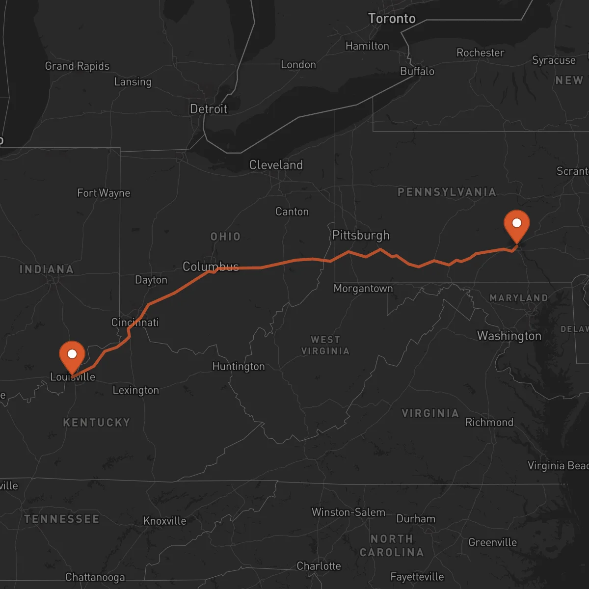 Ruta Harrisburg - Louisville