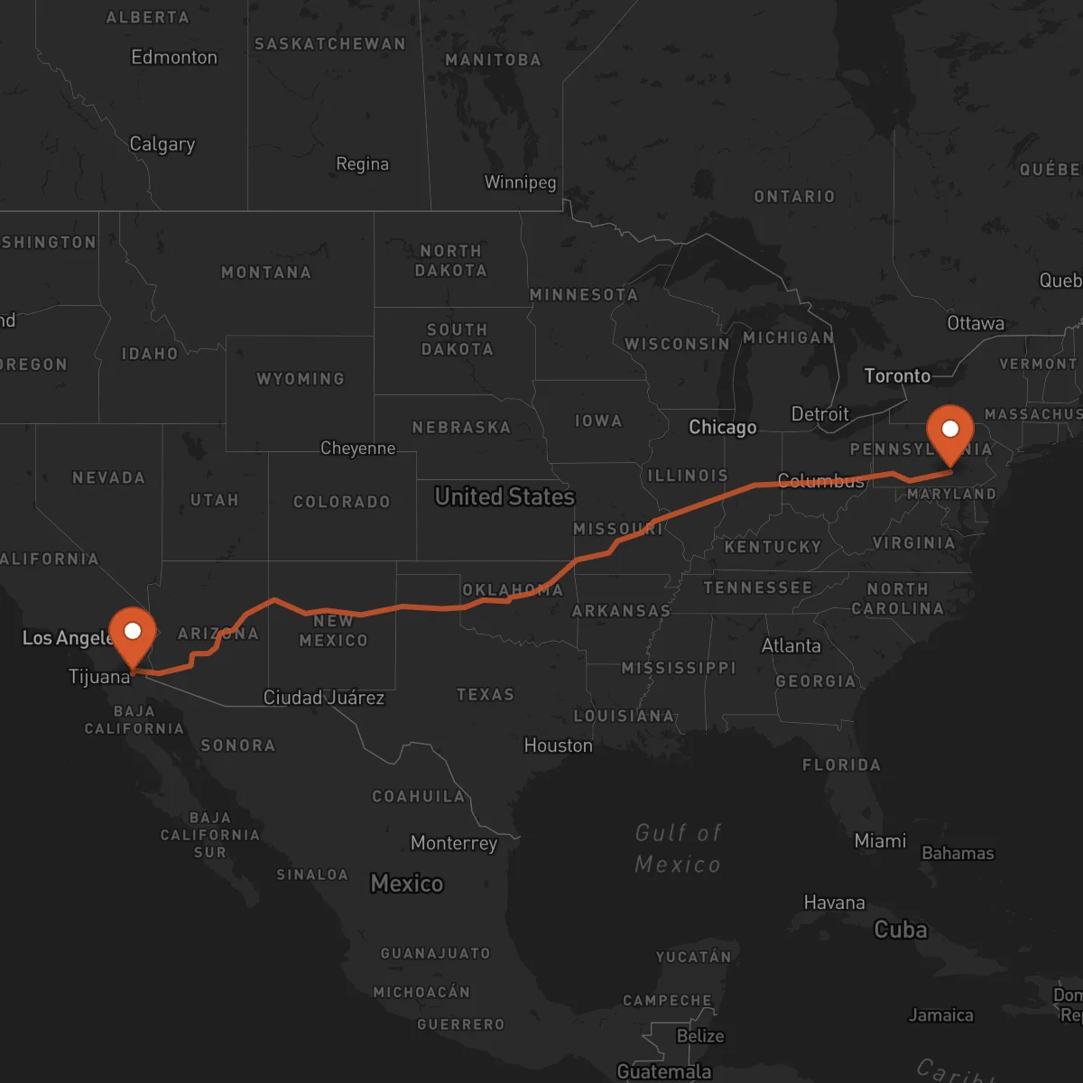 Ruta Mexicali - Harrisburg