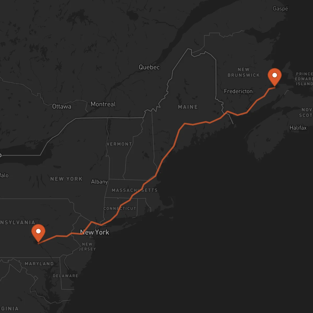 Ruta Moncton - Harrisburg