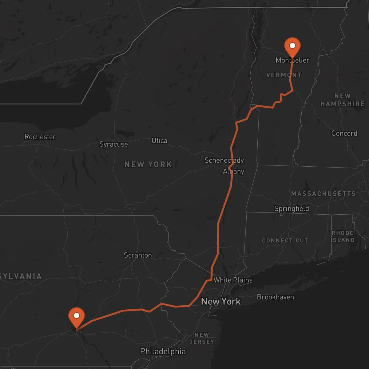 Ruta Montpelier - Harrisburg