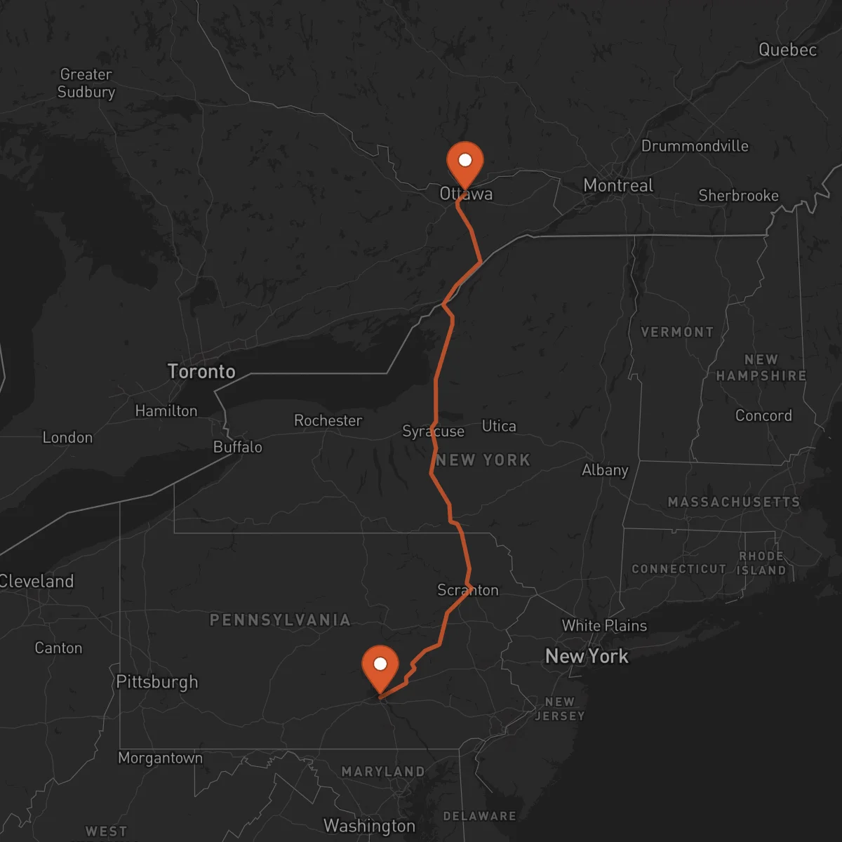 Ruta Ottawa - Harrisburg