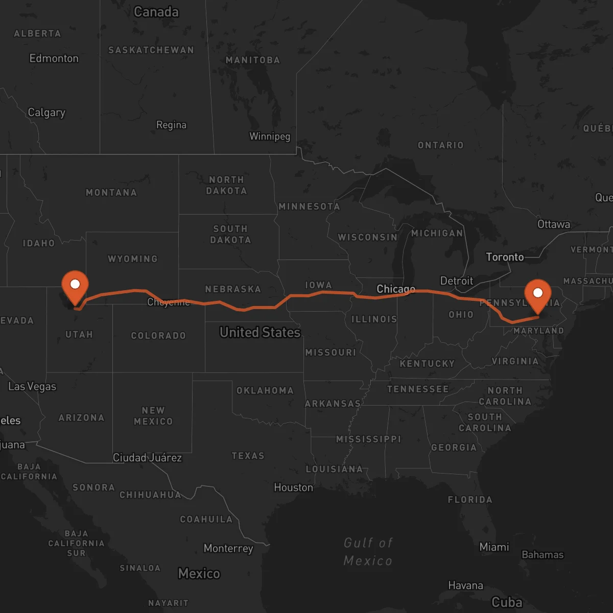 Ruta Salt Lake City - Harrisburg