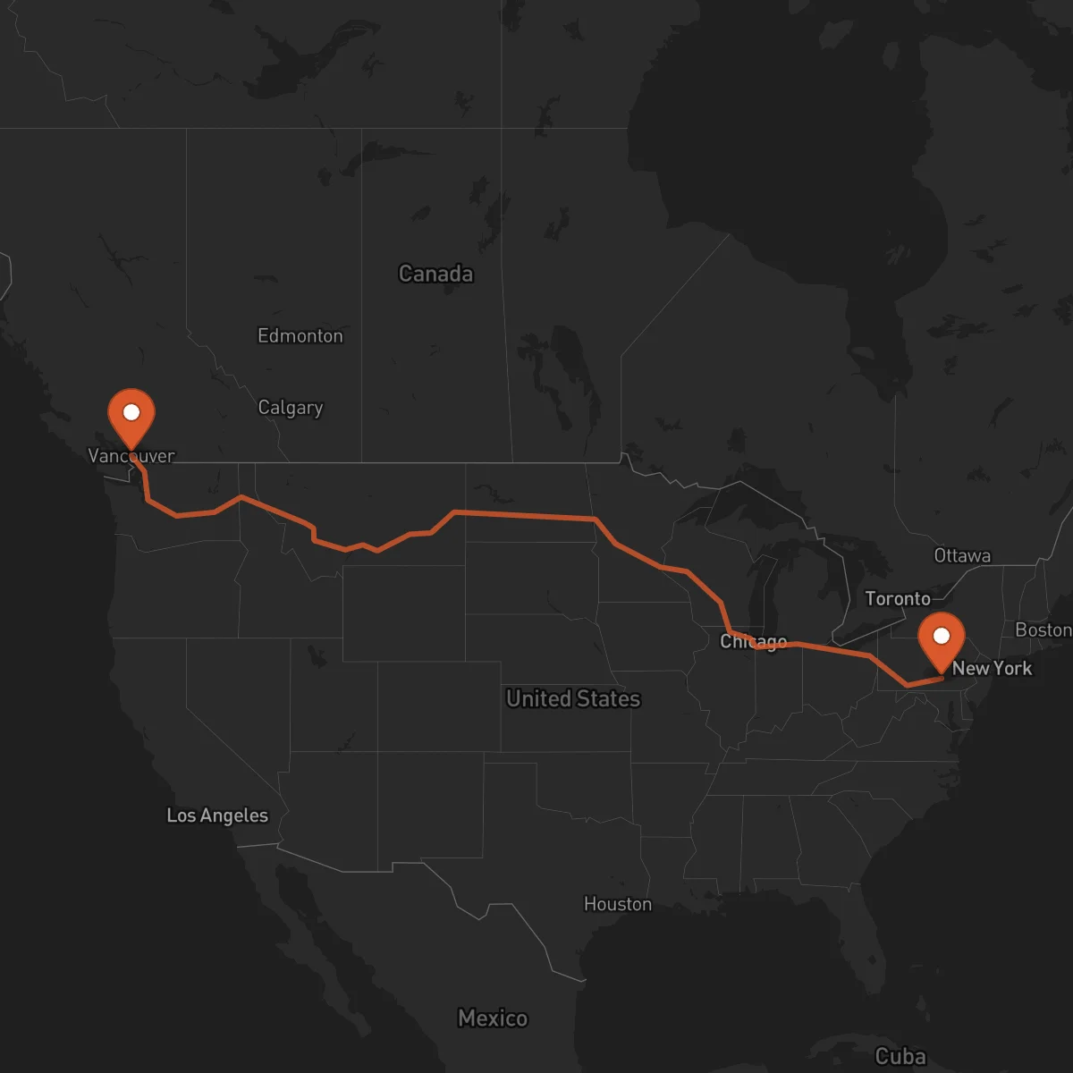 Ruta Vancouver - Harrisburg