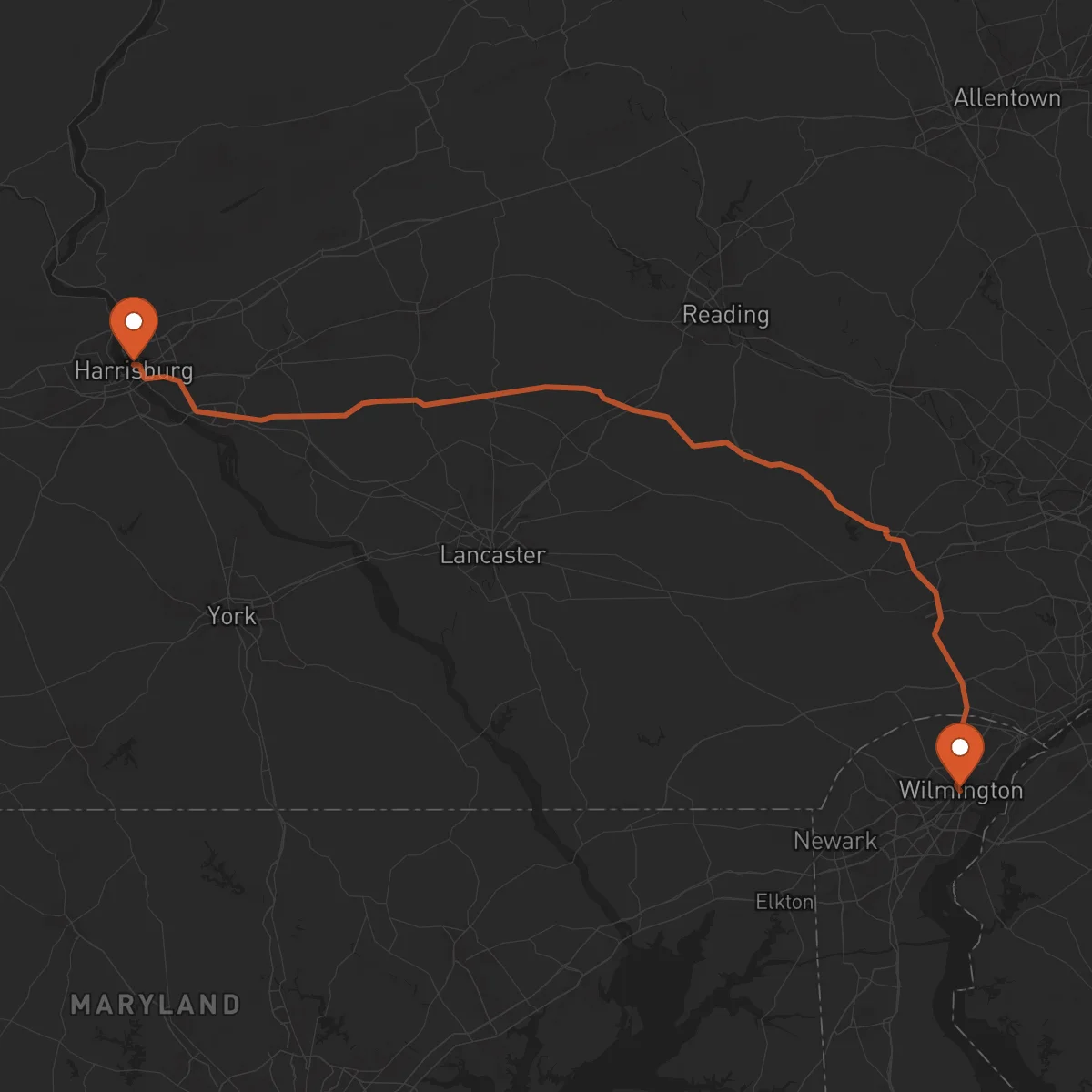 Ruta Wilmington - Harrisburg
