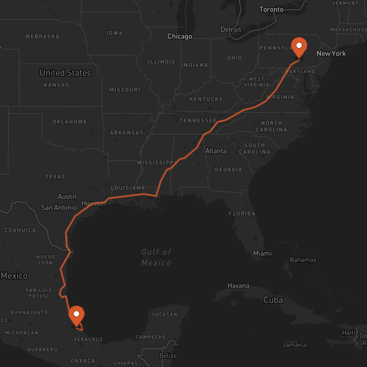 Ruta Xalapa - Harrisburg