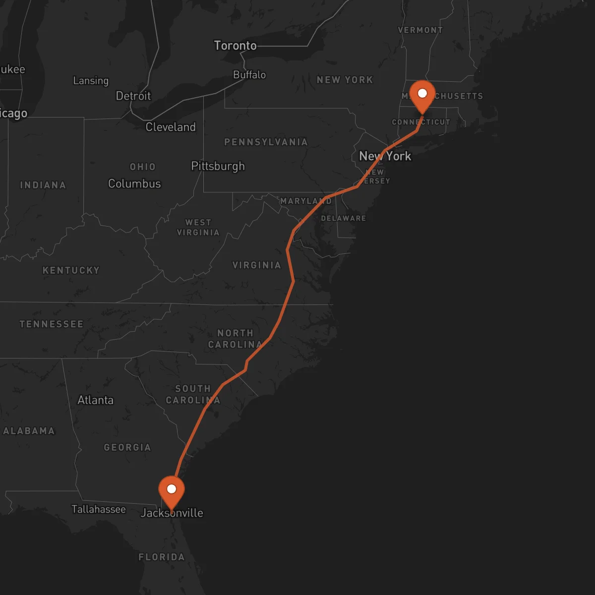 Ruta Jacksonville - Hartford