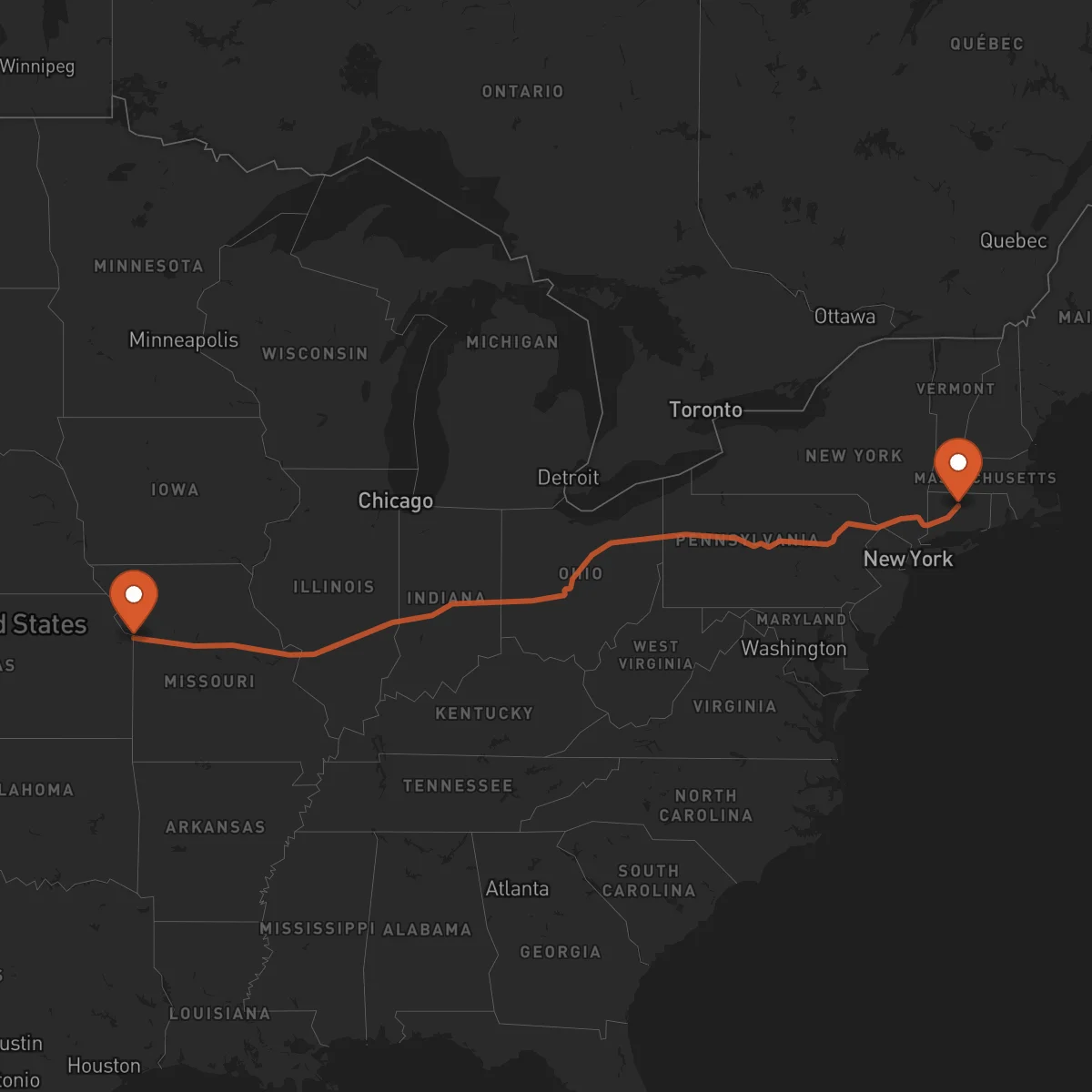 Ruta Hartford - Kansas City