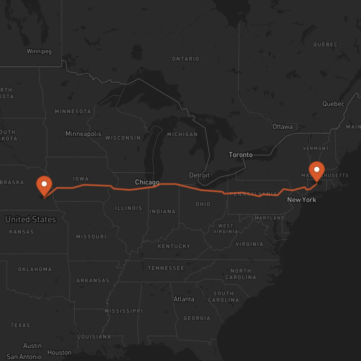 Ruta Hartford - Lincoln