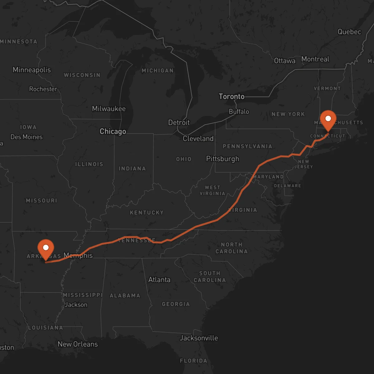 Ruta Hartford - Little Rock