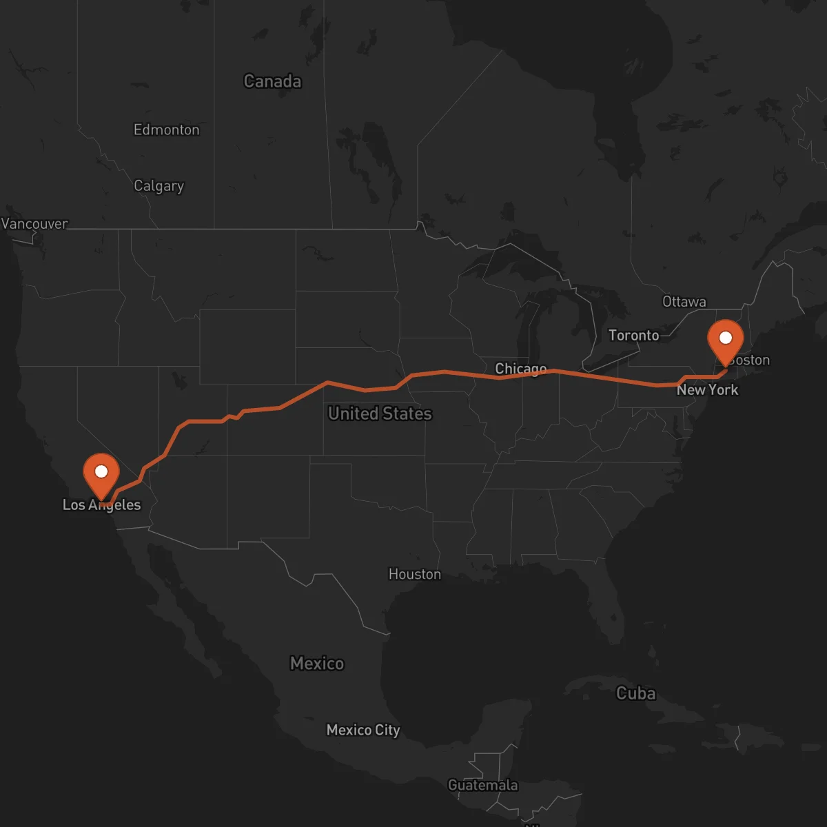 Ruta Los Angeles - Hartford