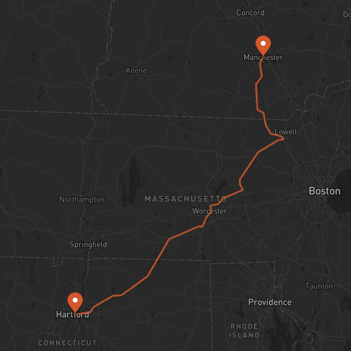 Ruta Mánchester - Hartford