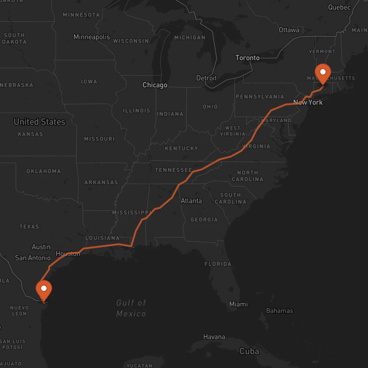 Ruta Matamoros - Hartford