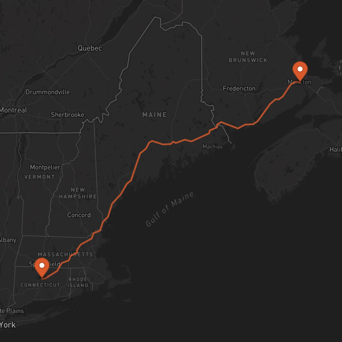 Ruta Moncton - Hartford