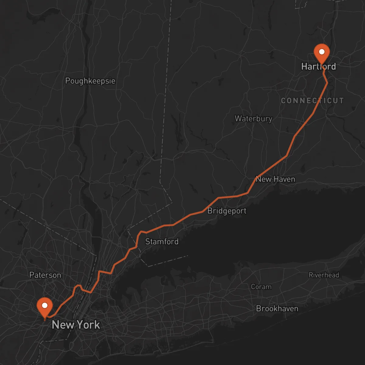 Ruta Newark - Hartford