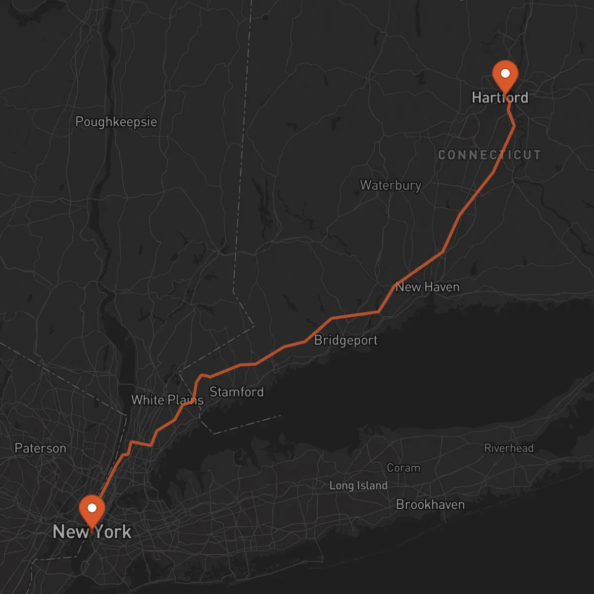 Ruta New York - Hartford