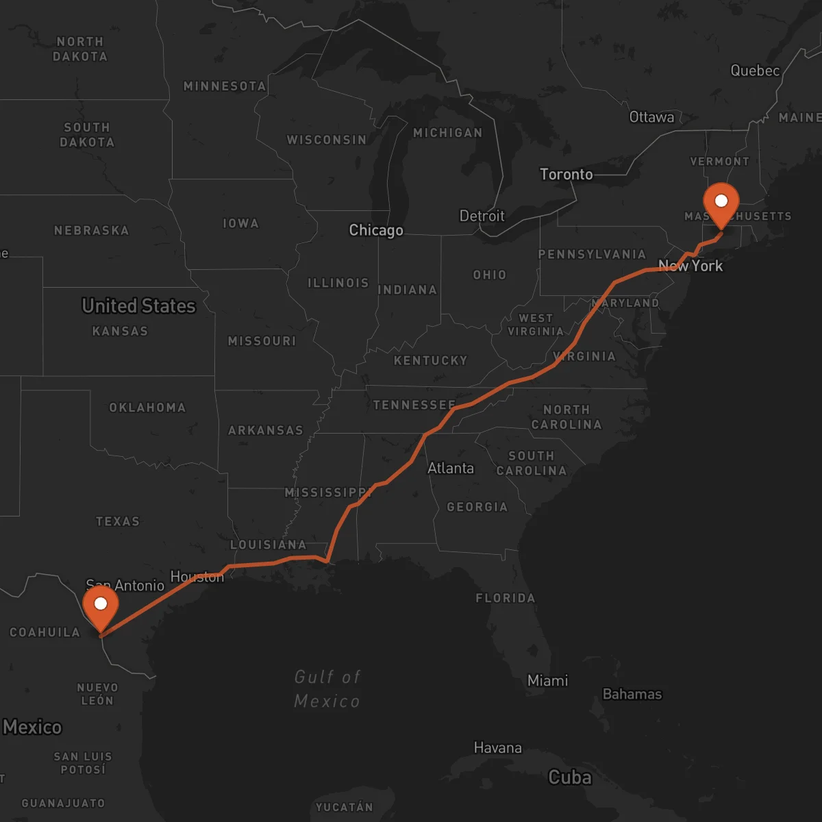 Ruta Nuevo Laredo - Hartford