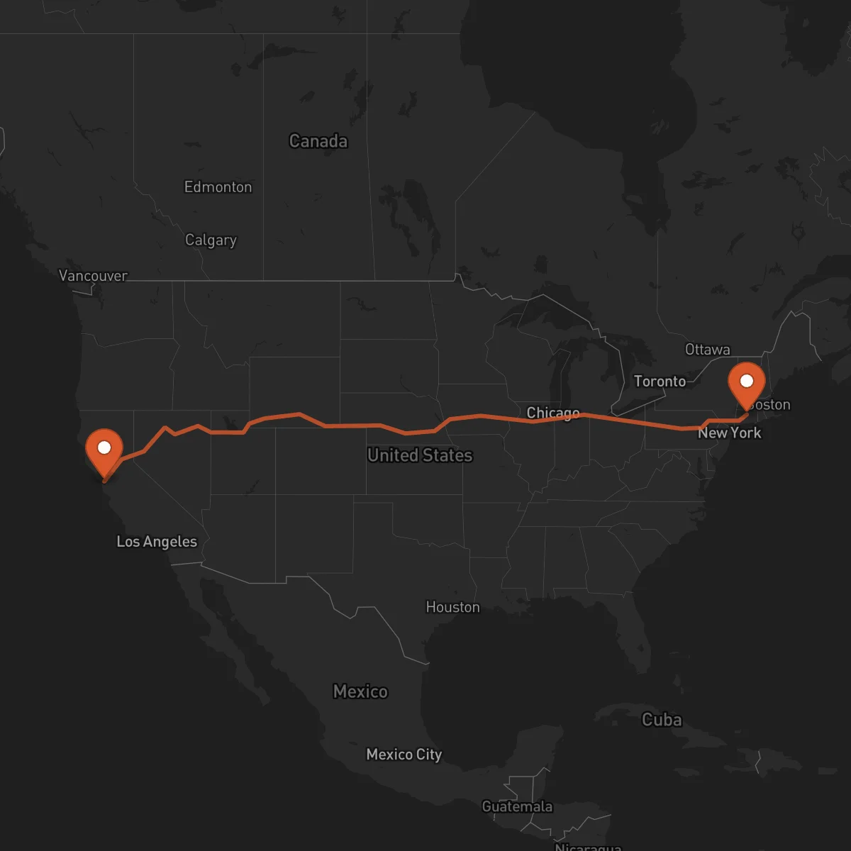 Ruta Oakland - Hartford