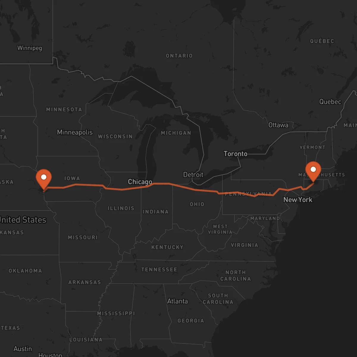 Ruta Hartford - Omaha