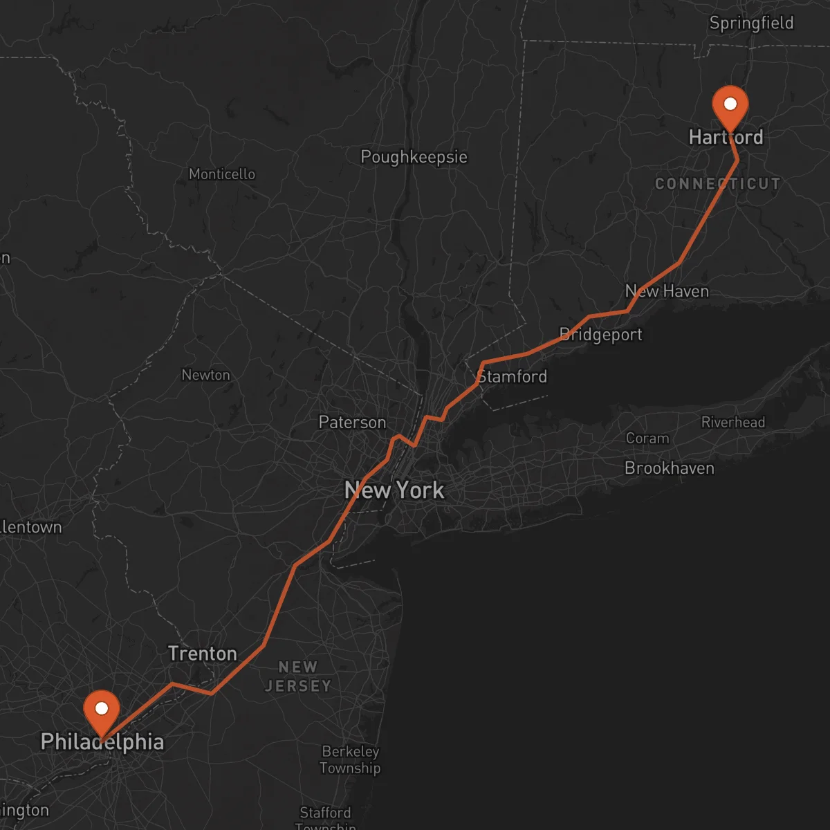 Ruta Philadelphia - Hartford