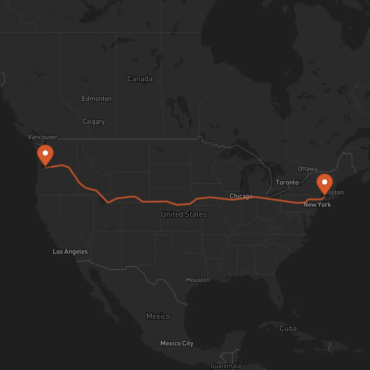 Ruta Hartford - Portland