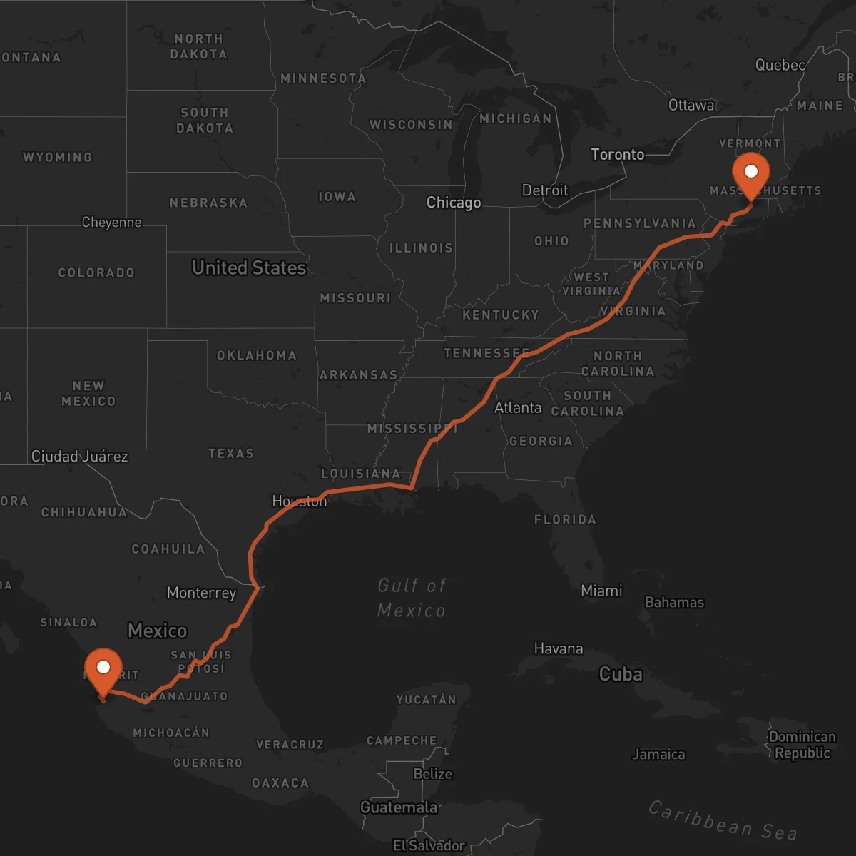 Ruta Hartford - Puerto Vallarta