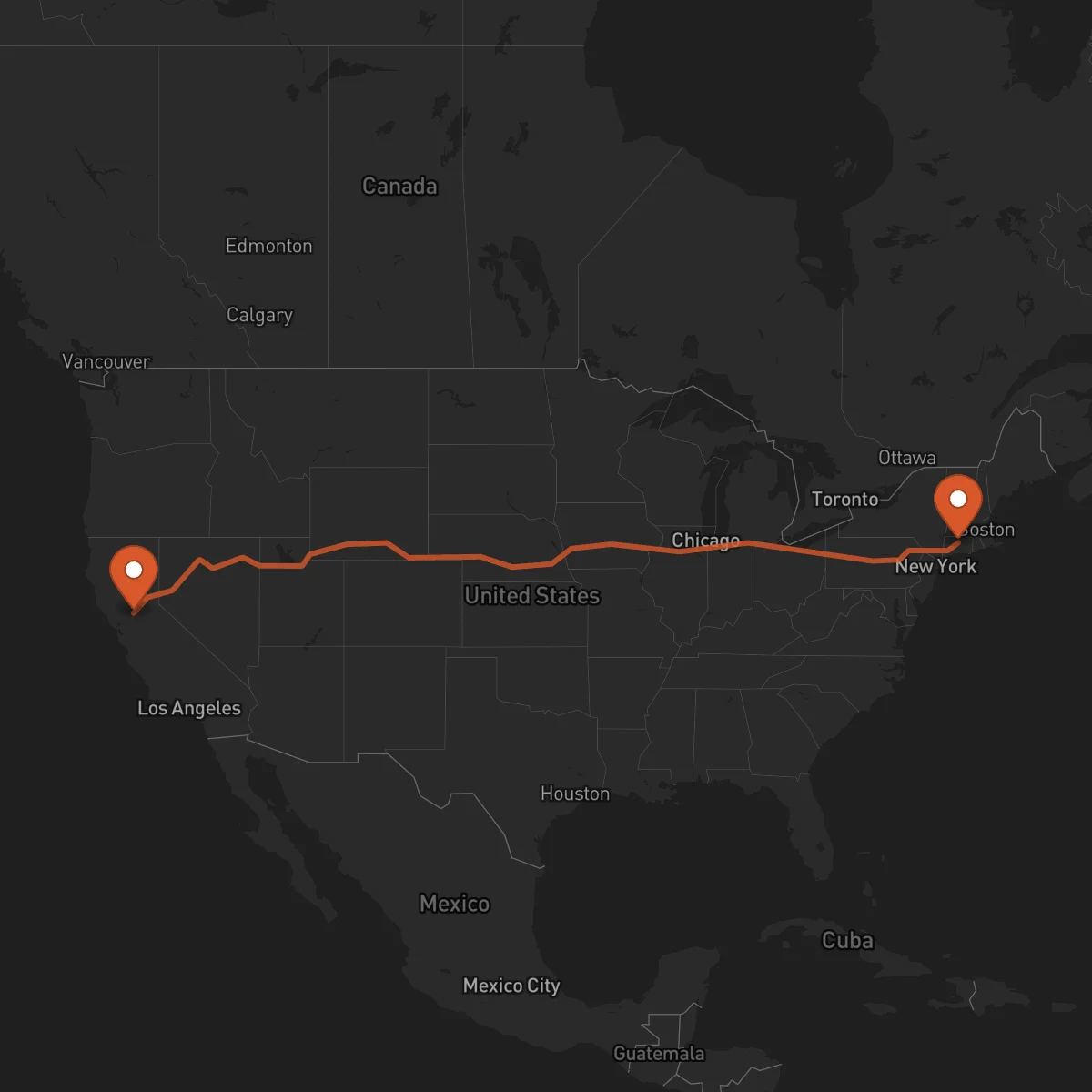 Ruta Hartford - Sacramento