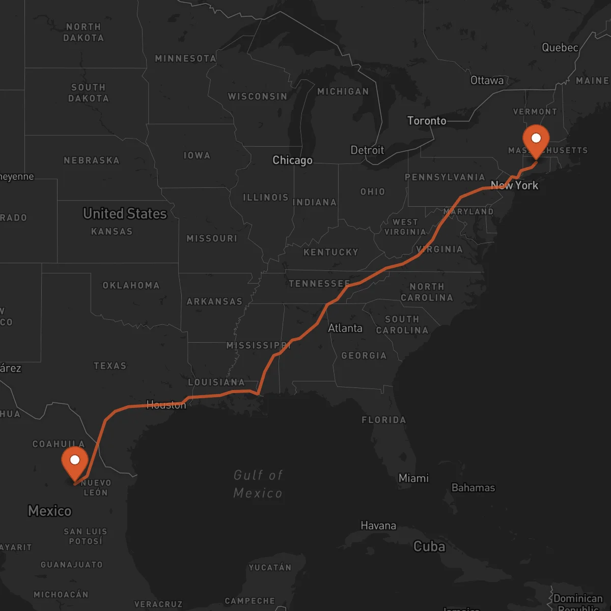 Ruta Saltillo - Hartford