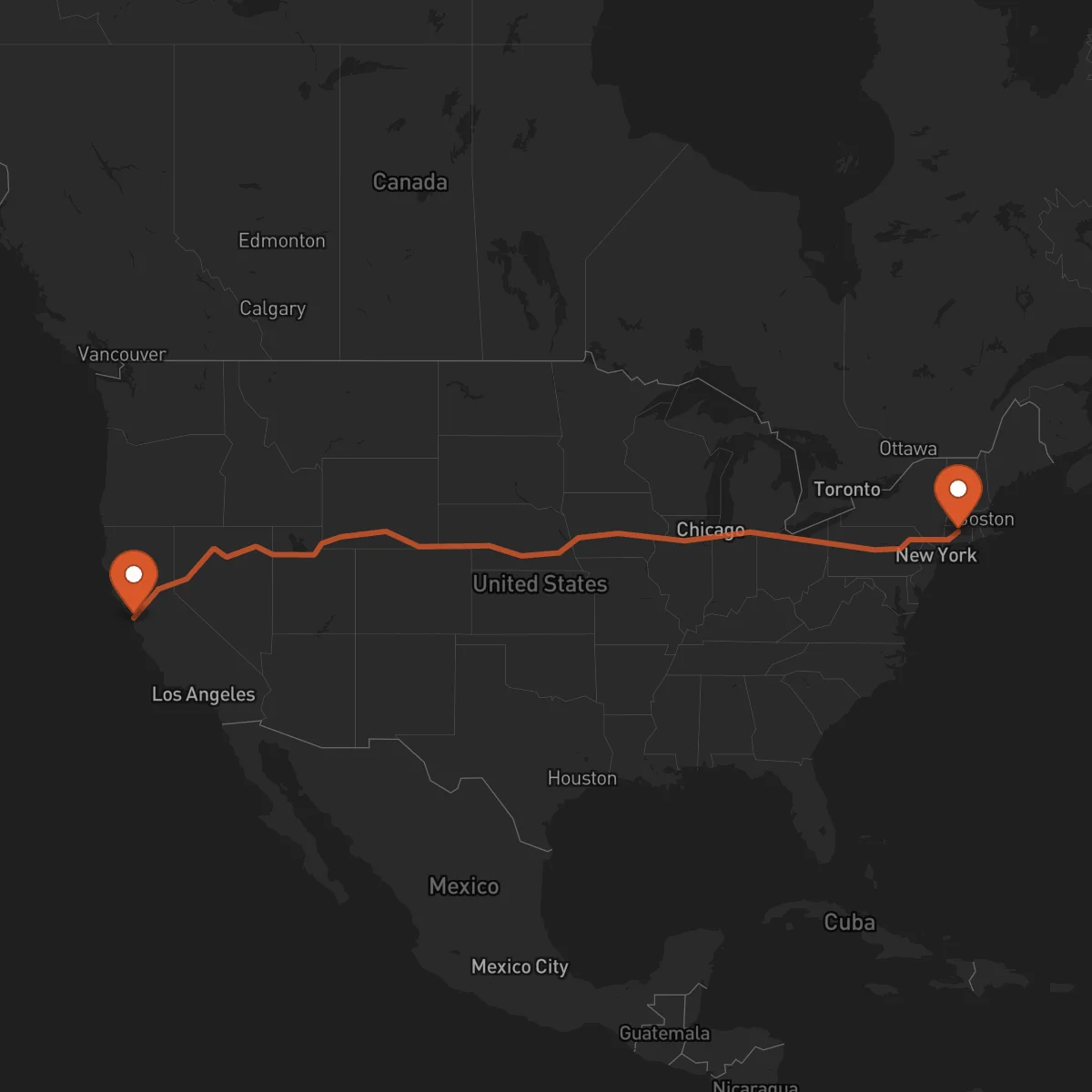 Ruta Hartford - San Francisco