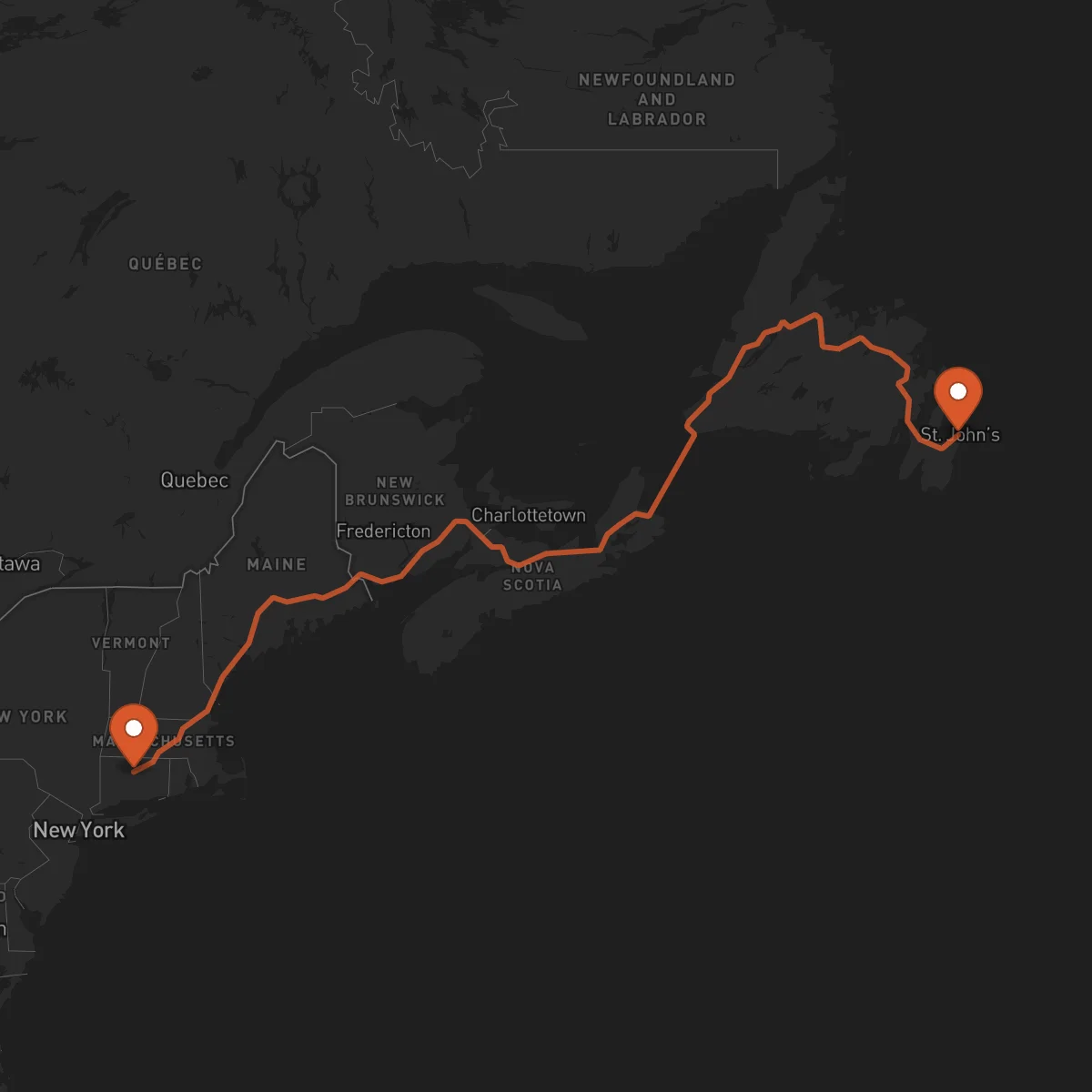 Ruta San Juan de Terranova (St. John's) - Hartford