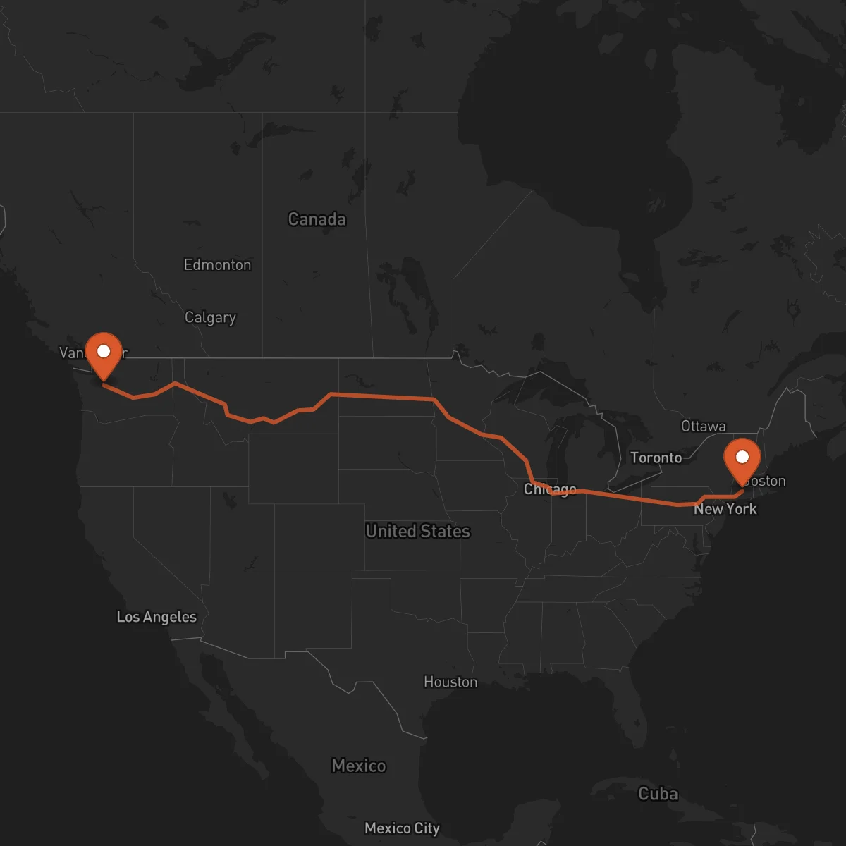 Ruta Hartford - Seattle