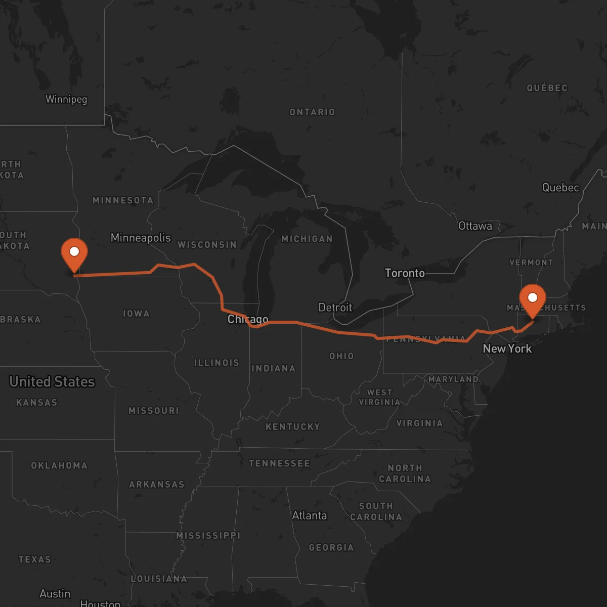 Ruta Sioux Falls - Hartford
