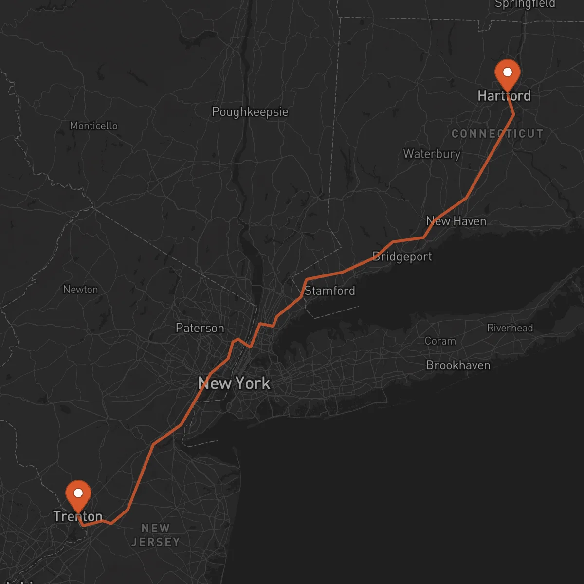 Ruta Hartford - Trenton
