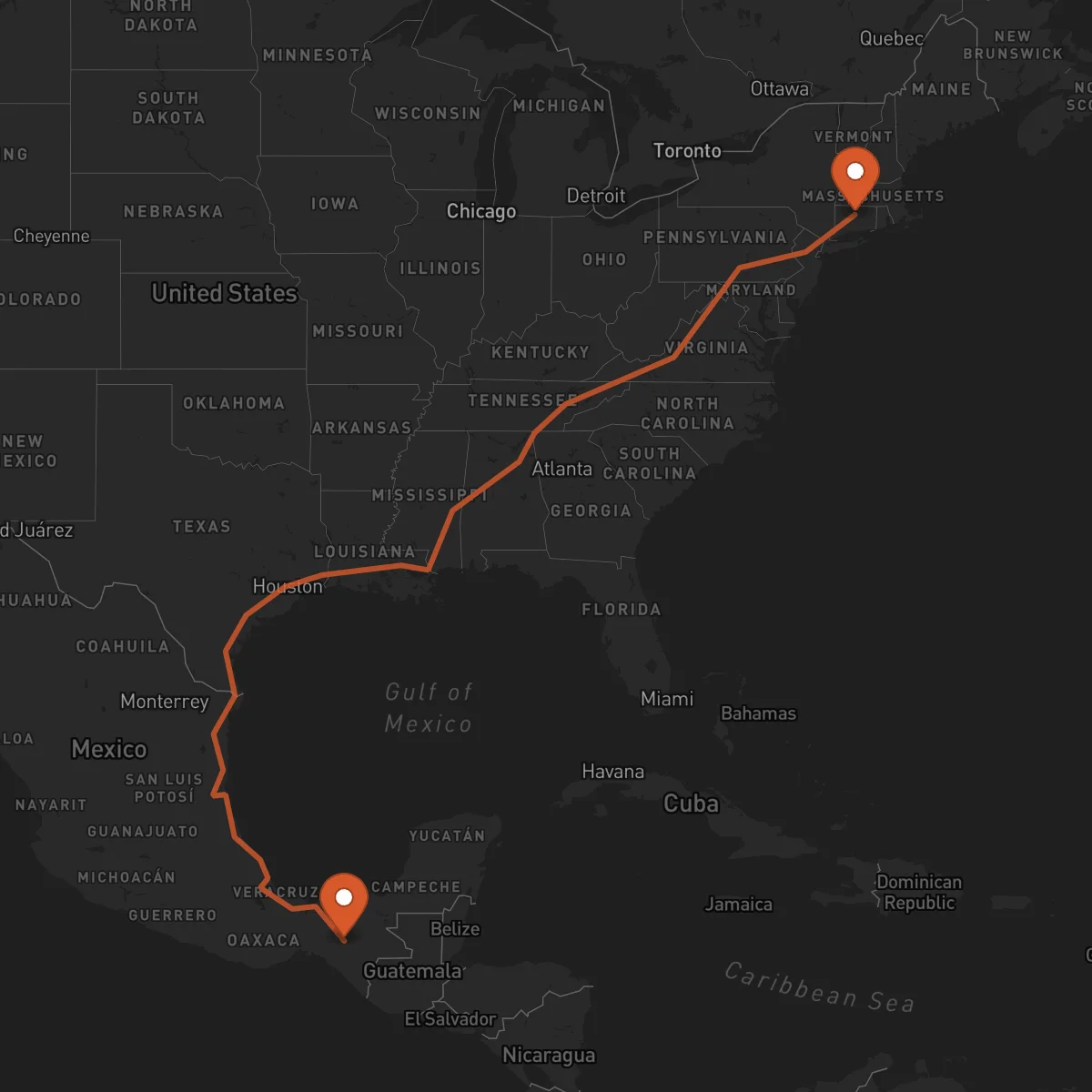 Ruta Tuxtla Gutiérrez - Hartford