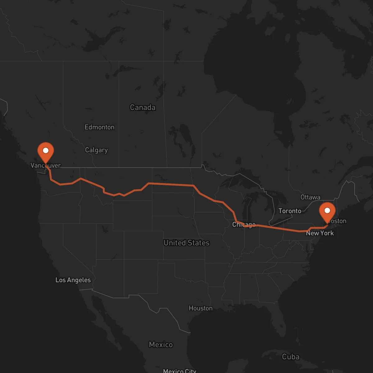 Ruta Hartford - Vancouver