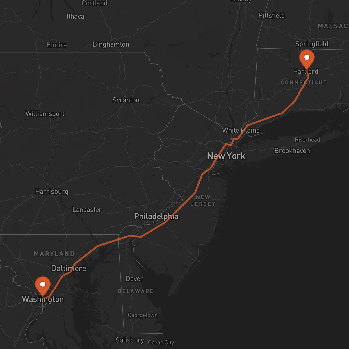 Ruta Washington D.C. - Hartford