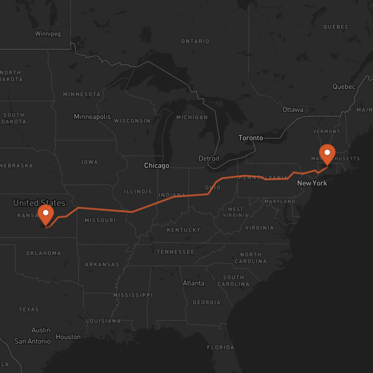 Ruta Hartford - Wichita