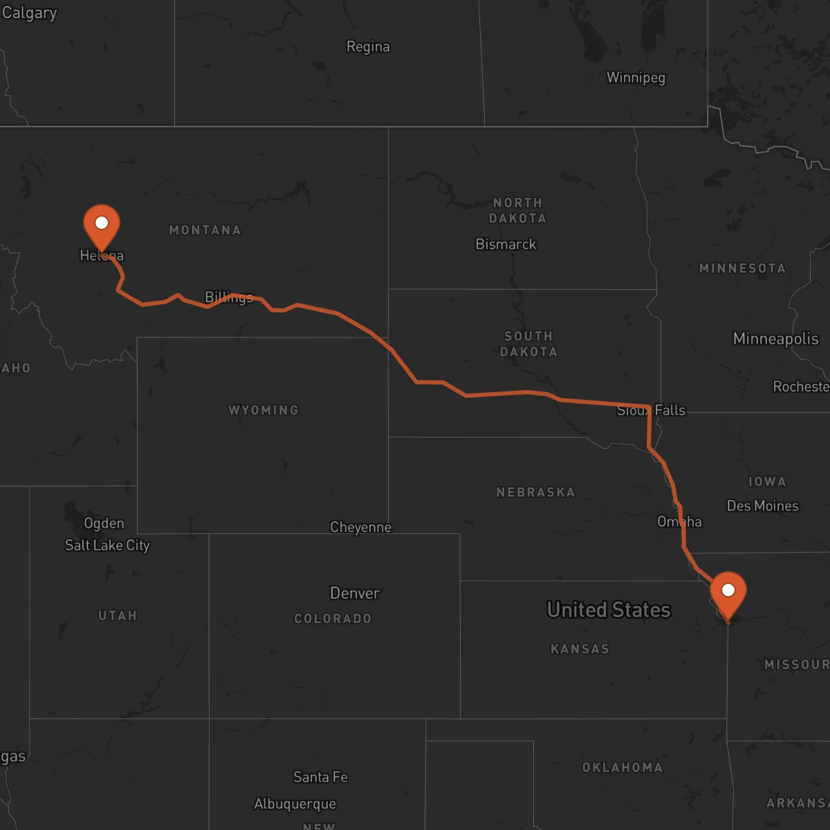 Ruta Kansas City - Helena