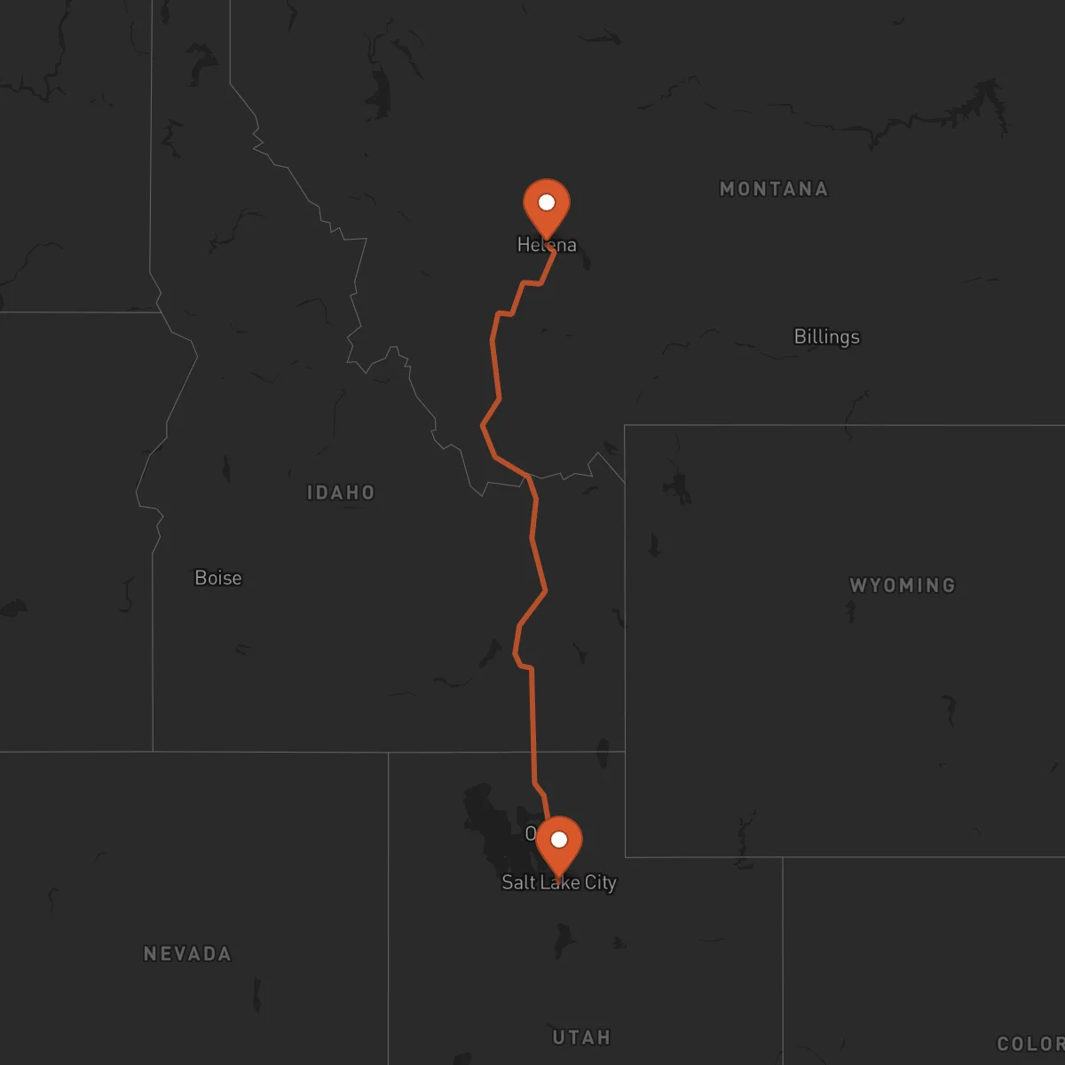 Ruta Salt Lake City - Helena